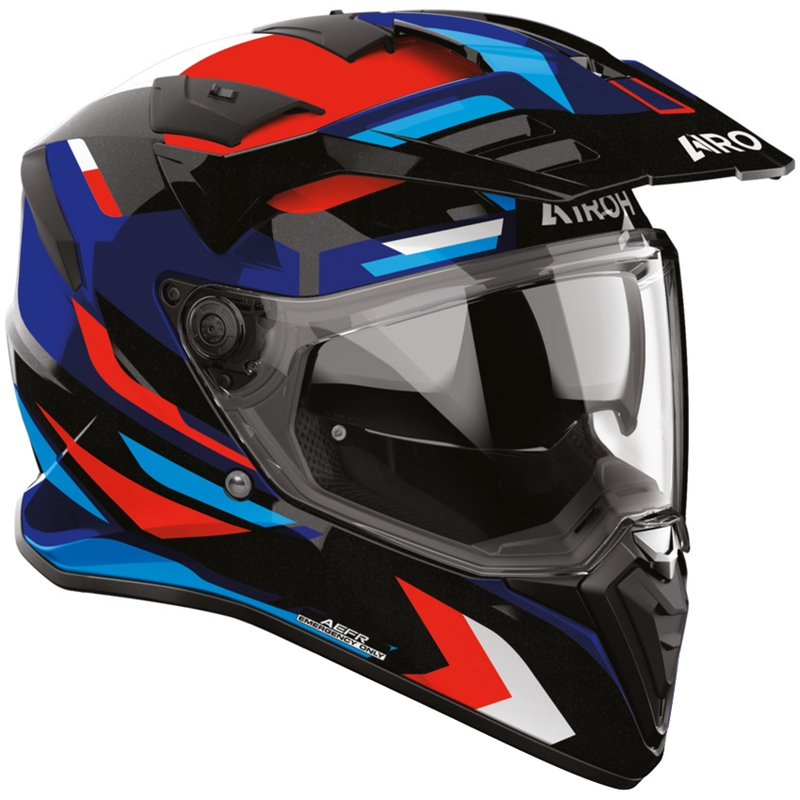 Kask motocyklowy enduro Airoh BADX-X Glitch niebiesko-czerwony