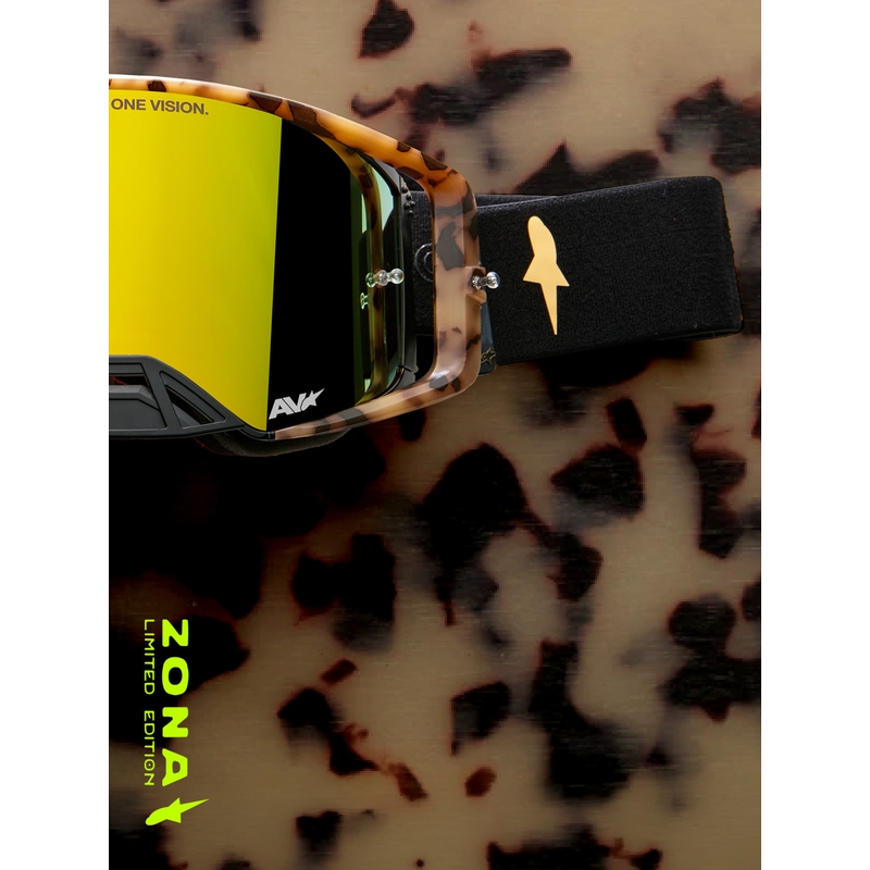 Gogle motocrossowe Alpinestars Supertech limitowana edycja Zona czarno-brązowe z lustrzanym złotym pleksiglasem
