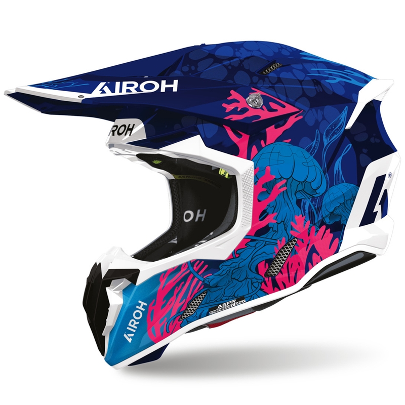 Kask do motocrossu podwodnego Airoh Twist 3 niebiesko-biało-różowy