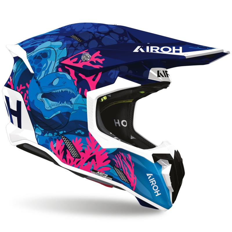 Kask do motocrossu podwodnego Airoh Twist 3 niebiesko-biało-różowy