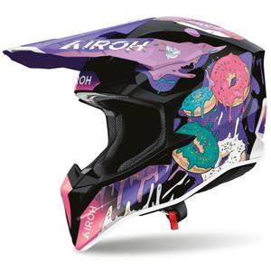 Kask motocrossowy Airoh Wraaap Donuts różowo-fioletowo-czarny