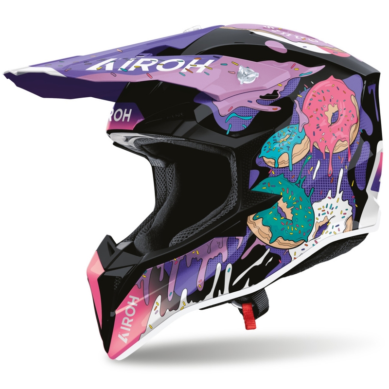 Kask motocrossowy Airoh Wraaap Donuts różowo-fioletowo-czarny