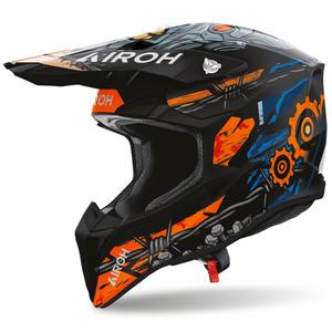 Kask motocrossowy Airoh Wraaap Gear matowy czarno-pomarańczowy