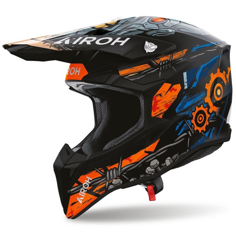 Kask motocrossowy Airoh Wraaap Gear matowy czarno-pomarańczowy