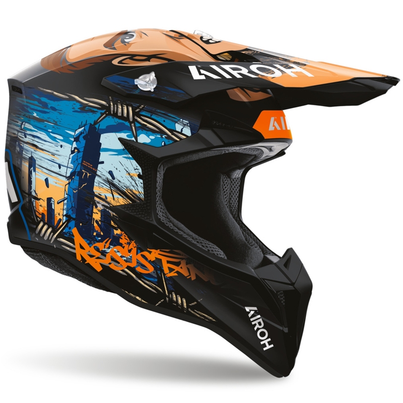 Kask motocrossowy Airoh Wraaap Gear matowy czarno-pomarańczowy