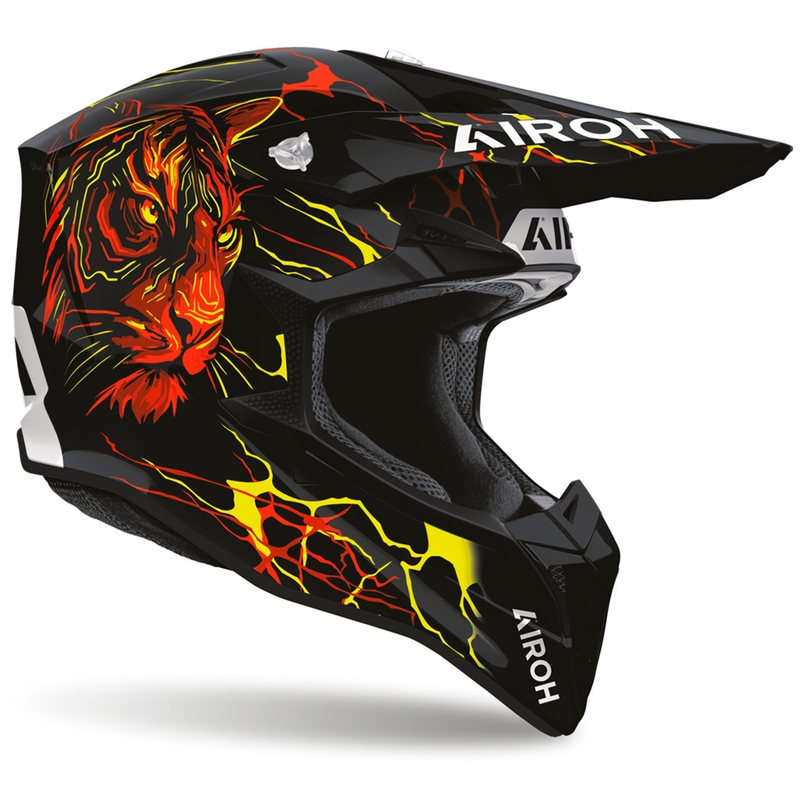 Kask motocrossowy Airoh Wraaap Tyger czarno-czerwono-żółty