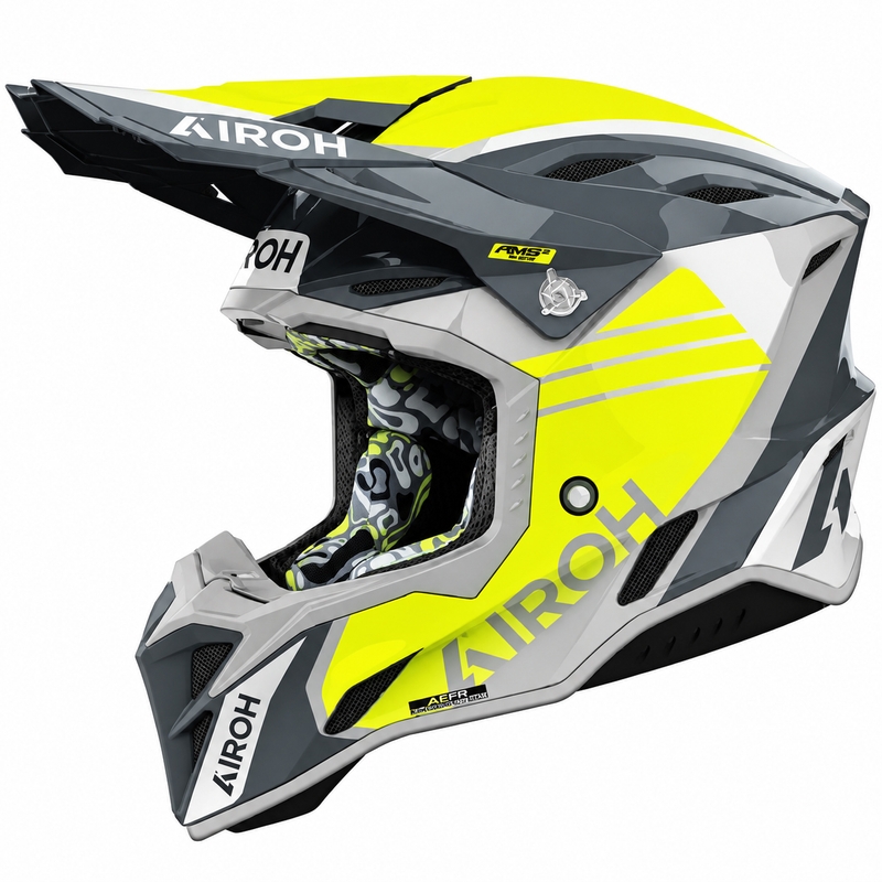 Kask motocrossowy Airoh Aviator Factory Atlan szaro-żółty
