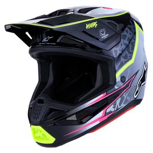 Kask motocyklowy motocrossowy Alpinestars Supertech S-M7 Blaster w kolorze szaro-fluo-żółtym