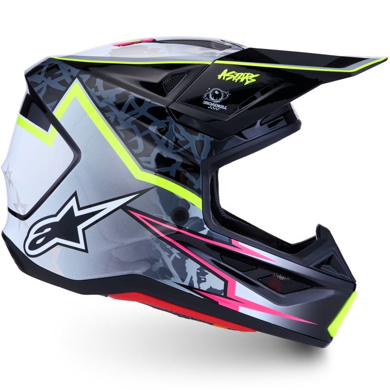 Kask motocyklowy motocrossowy Alpinestars Supertech S-M7 Blaster w kolorze szaro-fluo-żółtym