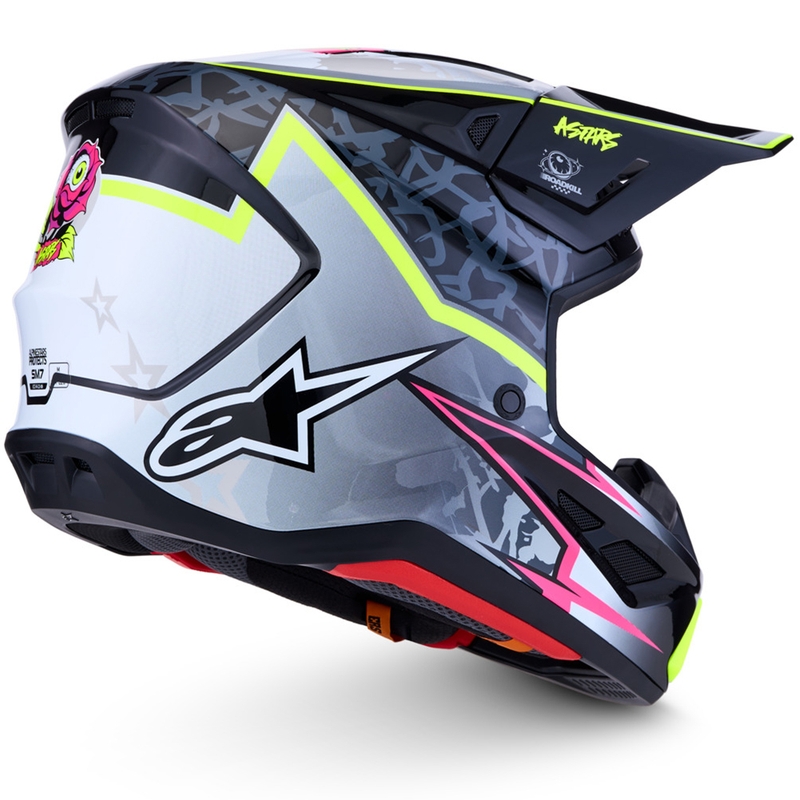 Kask motocyklowy motocrossowy Alpinestars Supertech S-M7 Blaster w kolorze szaro-fluo-żółtym