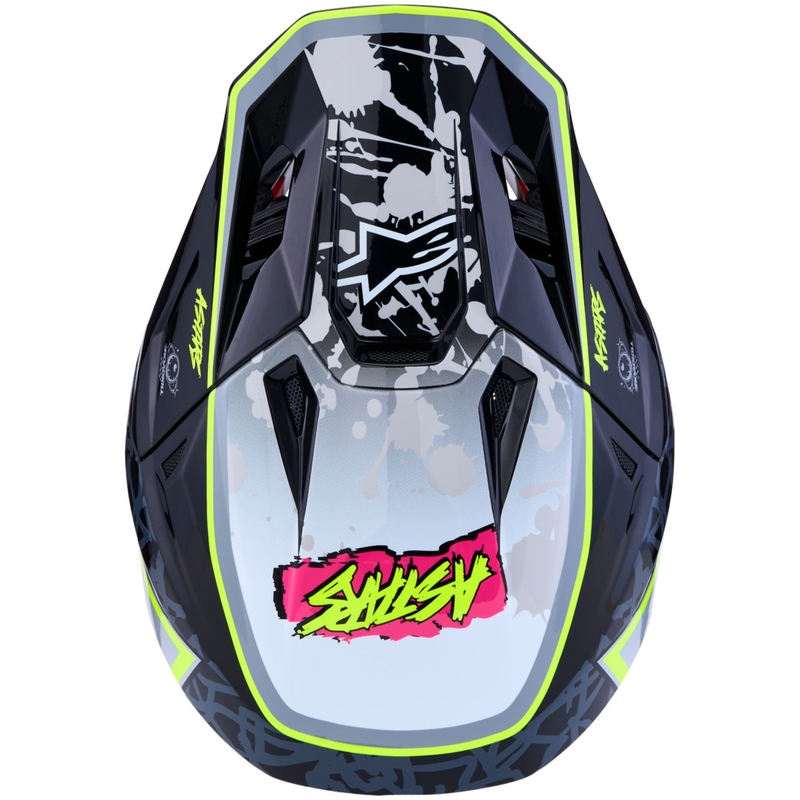 Kask motocyklowy motocrossowy Alpinestars Supertech S-M7 Blaster w kolorze szaro-fluo-żółtym