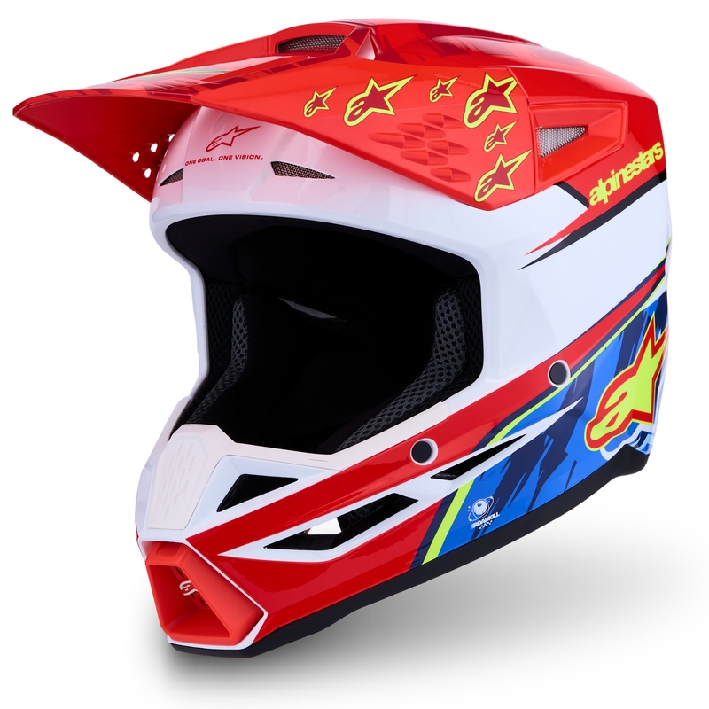 Kask motocrossowy Alpinestars S-M3 Falcon fluorescencyjny czerwono-biały