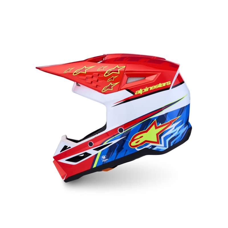 Kask motocrossowy Alpinestars S-M3 Falcon fluorescencyjny czerwono-biały