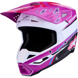 Kask motocrossowy Alpinestars S-M3 Falcon fioletowo-biało-fluo-różowy