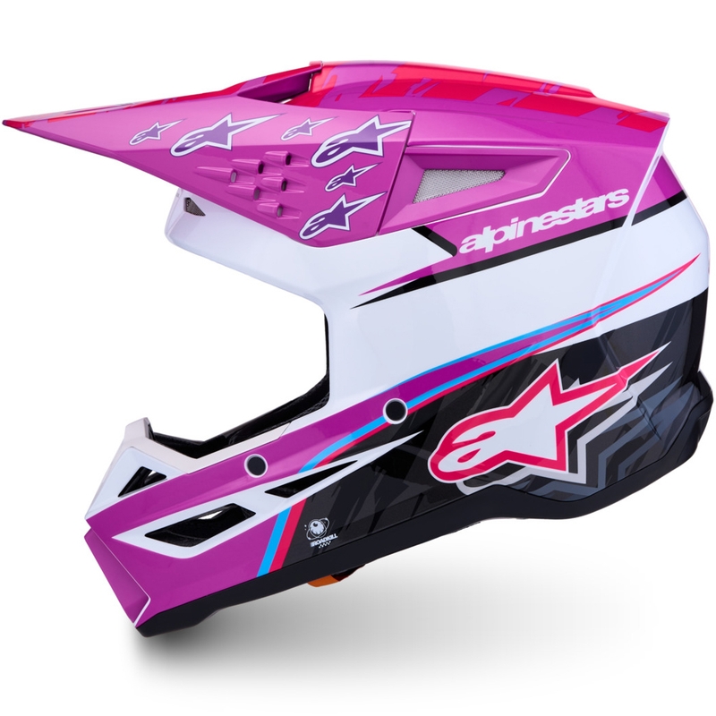 Kask motocrossowy Alpinestars S-M3 Falcon fioletowo-biało-fluo-różowy