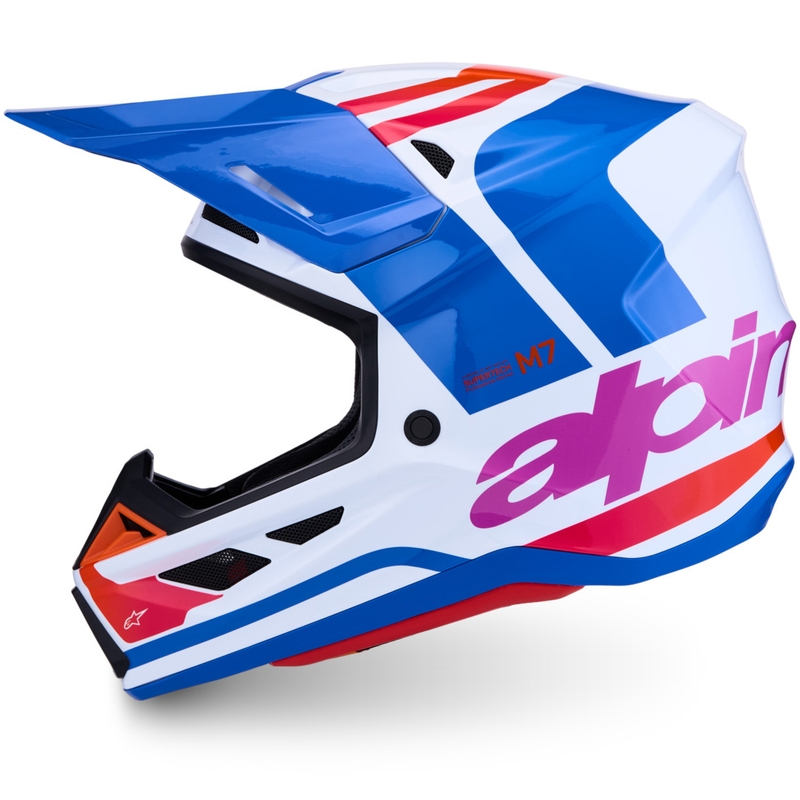 Kask motocrossowy Alpinestars Supertech S-M7 Core biało-niebiesko-pomarańczowy