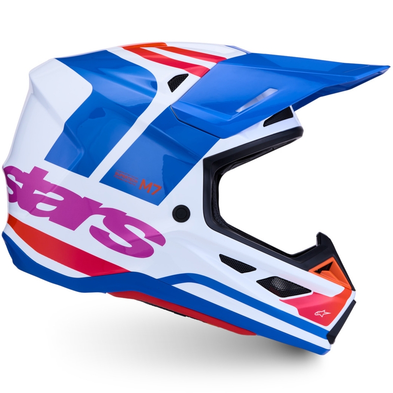 Kask motocrossowy Alpinestars Supertech S-M7 Core biało-niebiesko-pomarańczowy
