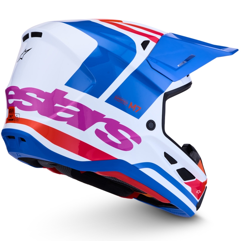 Kask motocrossowy Alpinestars Supertech S-M7 Core biało-niebiesko-pomarańczowy
