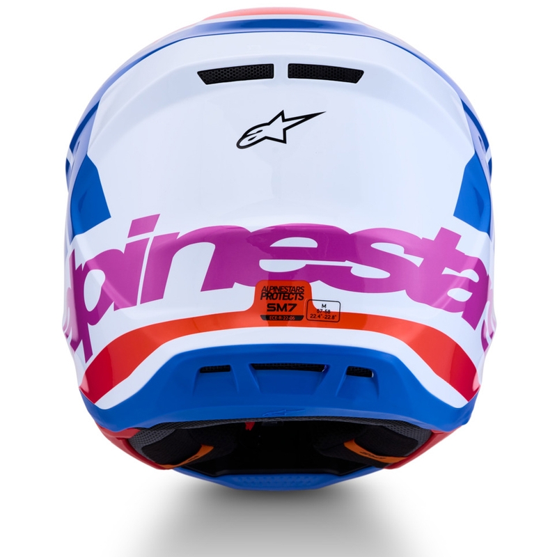 Kask motocrossowy Alpinestars Supertech S-M7 Core biało-niebiesko-pomarańczowy