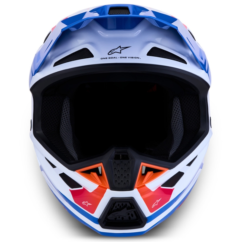 Kask motocrossowy Alpinestars Supertech S-M7 Core biało-niebiesko-pomarańczowy