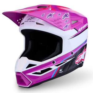 Kask motocrossowy dla dzieci Alpinestars S-M3 Falcon w kolorze fioletowo-biało-czarnym