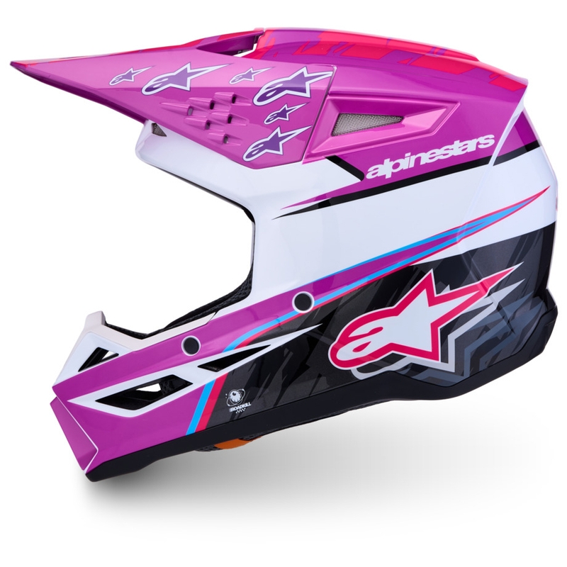 Kask motocrossowy dla dzieci Alpinestars S-M3 Falcon w kolorze fioletowo-biało-czarnym