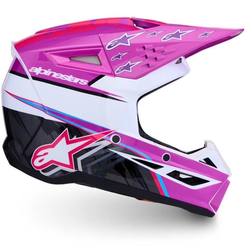 Kask motocrossowy dla dzieci Alpinestars S-M3 Falcon w kolorze fioletowo-biało-czarnym
