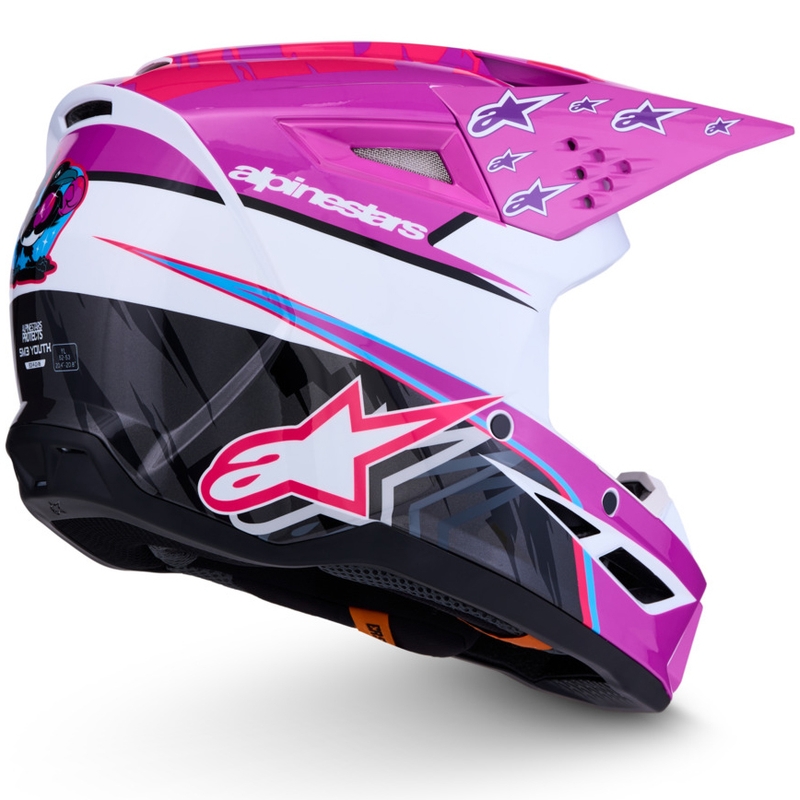 Kask motocrossowy dla dzieci Alpinestars S-M3 Falcon w kolorze fioletowo-biało-czarnym