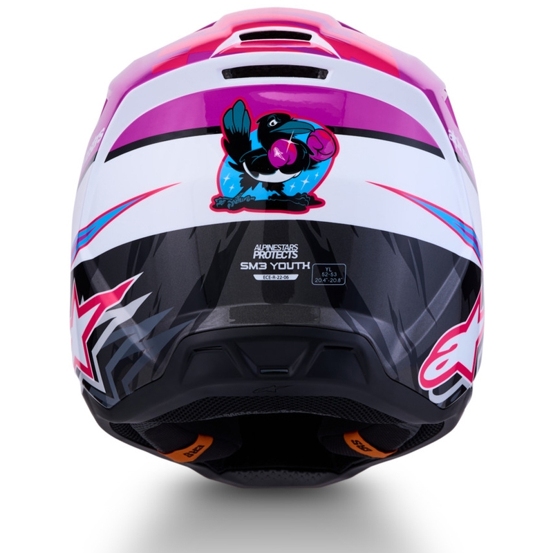 Kask motocrossowy dla dzieci Alpinestars S-M3 Falcon w kolorze fioletowo-biało-czarnym