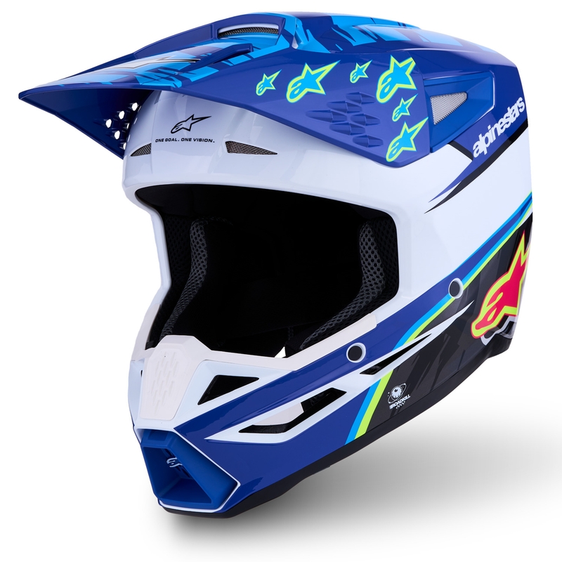 Kask motocrossowy dziecięcy Alpinestars S-M3 Falcon niebiesko-biało-czarny