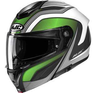 Kask motocyklowy typu flip-up HJC C92 Sirius MC4 czarno-biało-srebrno-zielony