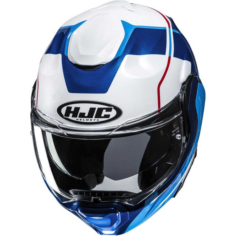 Kask motocyklowy typu flip-up HJC F100 Astra MC21 biało-niebiesko-czerwony