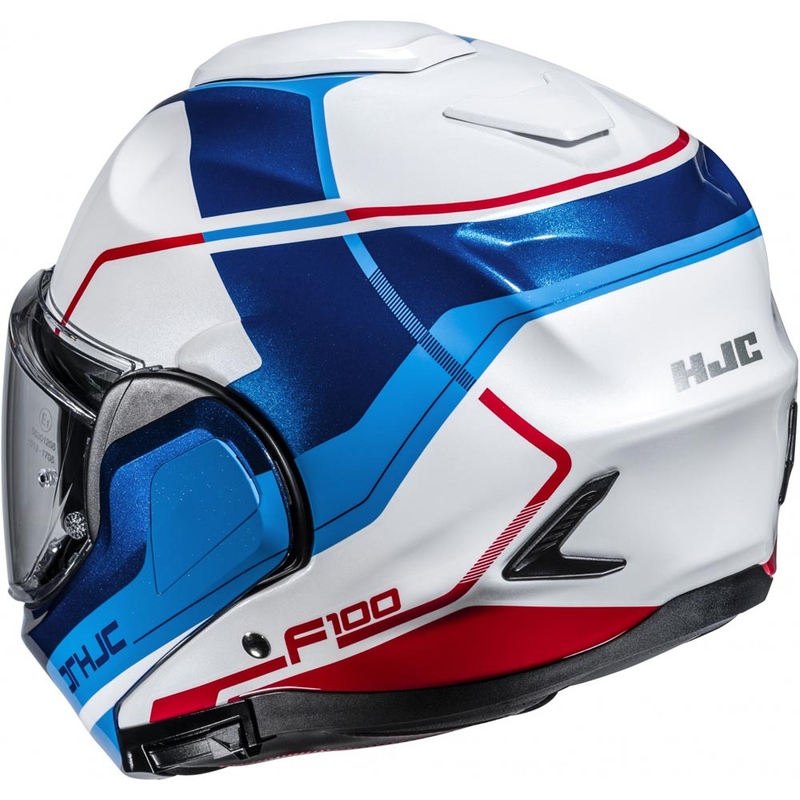 Kask motocyklowy typu flip-up HJC F100 Astra MC21 biało-niebiesko-czerwony