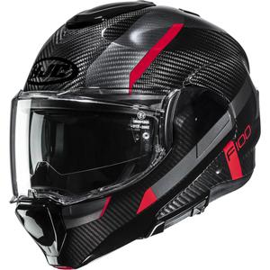 Kask motocyklowy HJC F100 Carbon Askan MC1 z klapką czarno-czerwony