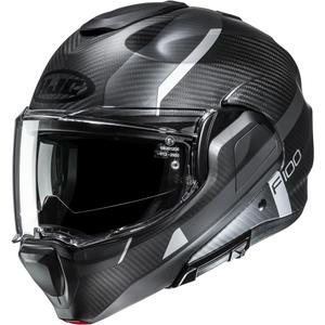 Kask motocyklowy typu flip-up HJC F100 Carbon Askan MC5SF czarno-szaro-srebrny