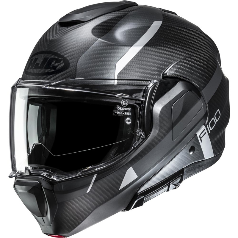 Kask motocyklowy typu flip-up HJC F100 Carbon Askan MC5SF czarno-szaro-srebrny