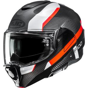 Kask motocyklowy typu flip-up HJC F100 Carbon Askan MC6HSF czarno-pomarańczowo-biało-czerwony
