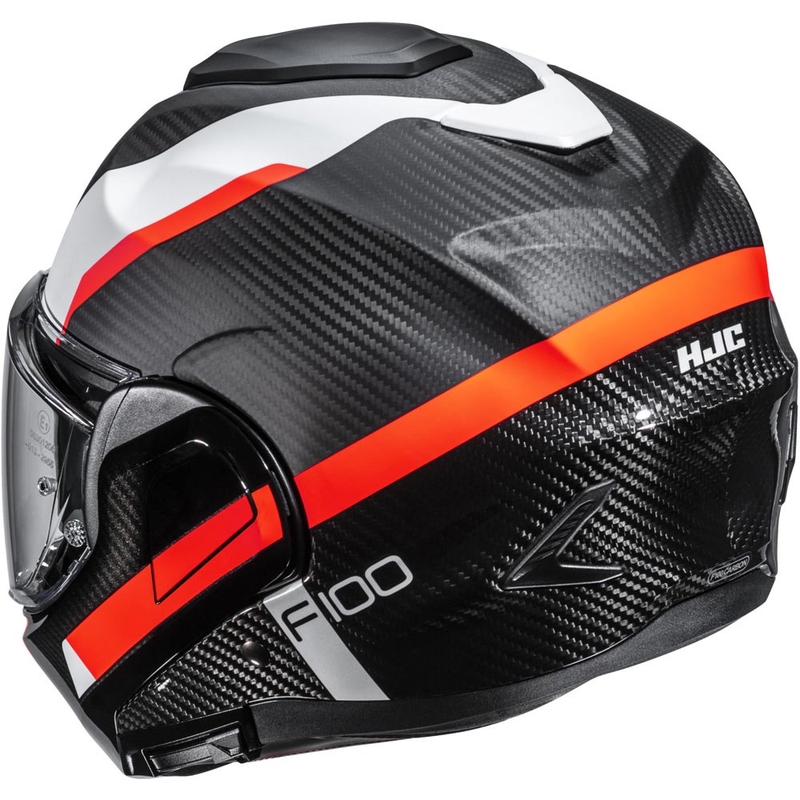 Kask motocyklowy typu flip-up HJC F100 Carbon Askan MC6HSF czarno-pomarańczowo-biało-czerwony