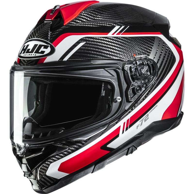 Kask motocyklowy integralny HJC F72 Carbon Kairo MC1 czarno-biało-czerwony