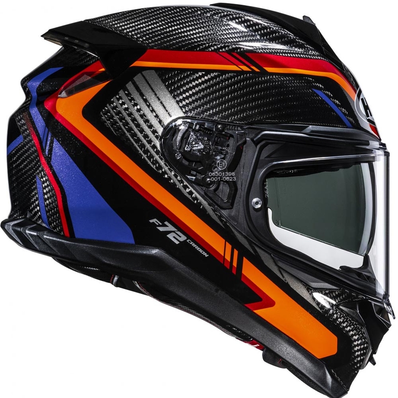 Kask motocyklowy integralny HJC F72 Carbon Kairo MC8 czarno-pomarańczowo-czerwono-fioletowy
