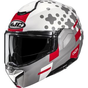 Kask motocyklowy typu flip-up HJC i101 Astel MC1 biało-szaro-czerwony