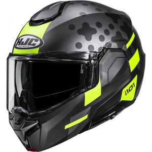 Kask motocyklowy typu flip-up HJC i101 Astel MC3HSF czarno-szaro-fluo-żółty