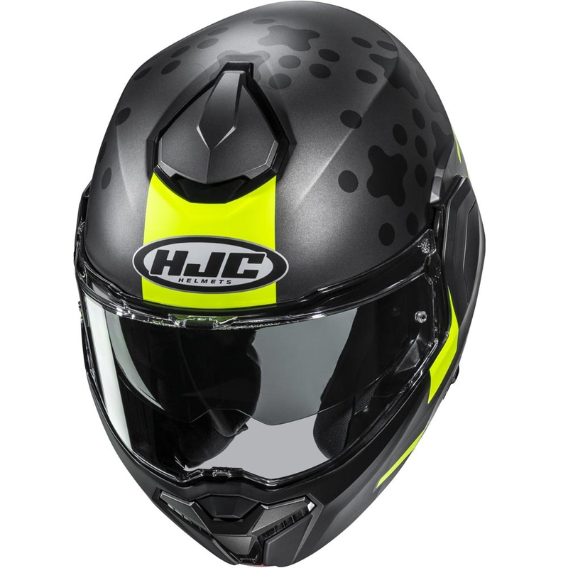 Kask motocyklowy typu flip-up HJC i101 Astel MC3HSF czarno-szaro-fluo-żółty
