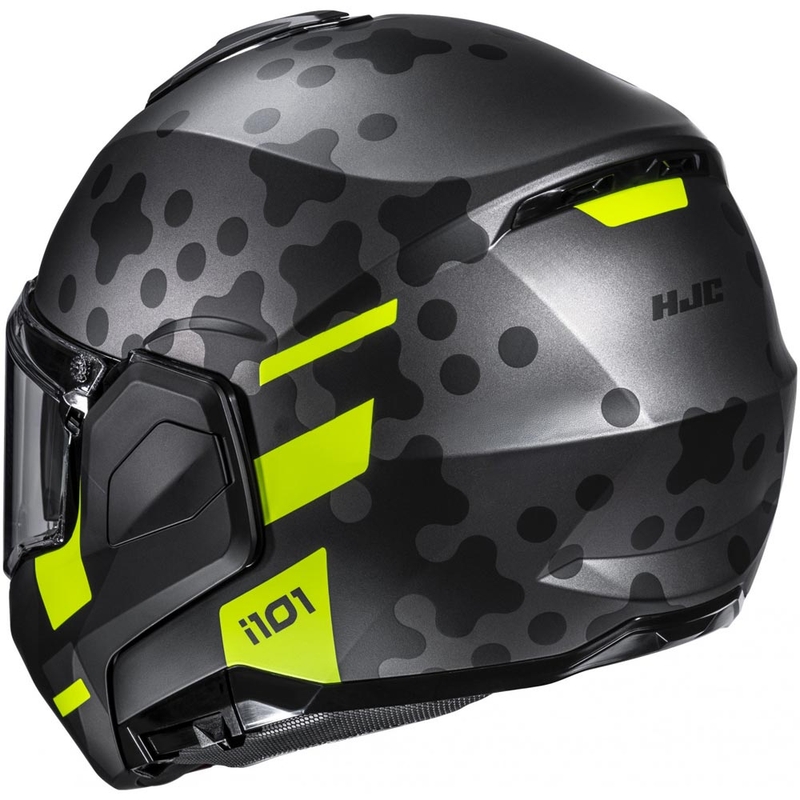 Kask motocyklowy typu flip-up HJC i101 Astel MC3HSF czarno-szaro-fluo-żółty