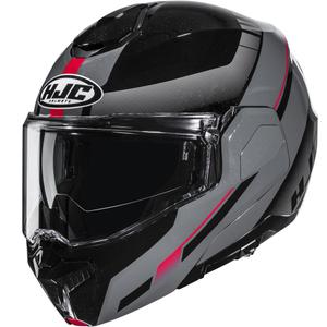 Kask motocyklowy typu flip-up HJC i101 Mira MC1 czarno-szaro-czerwony