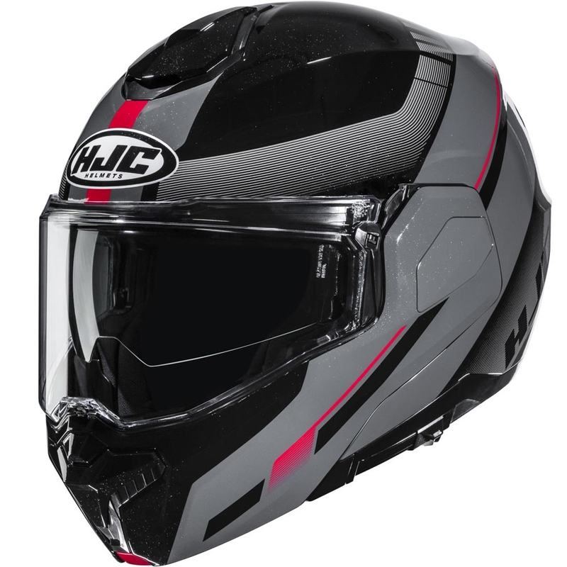 Kask motocyklowy typu flip-up HJC i101 Mira MC1 czarno-szaro-czerwony