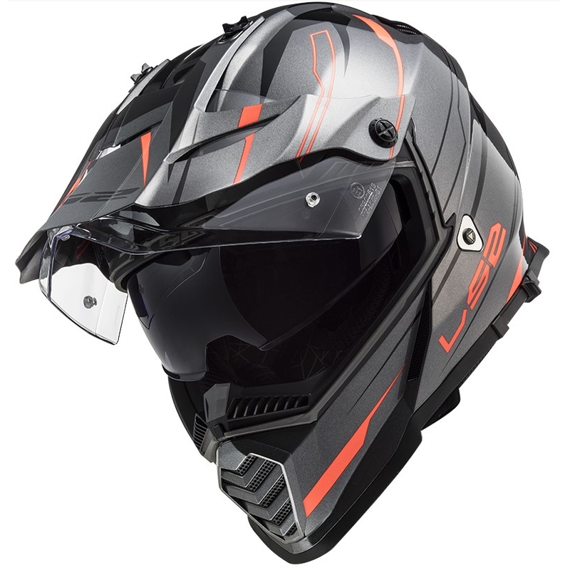 Enduro kask LS2 MX436 Pioneer EVO Knight tytanowo-pomarańczowy