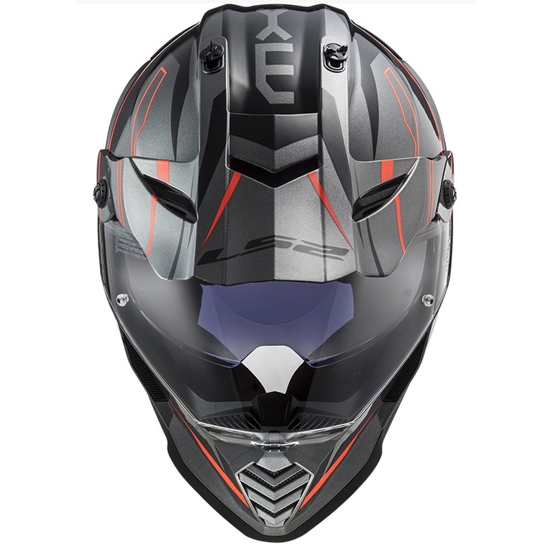 Enduro kask LS2 MX436 Pioneer EVO Knight tytanowo-pomarańczowy