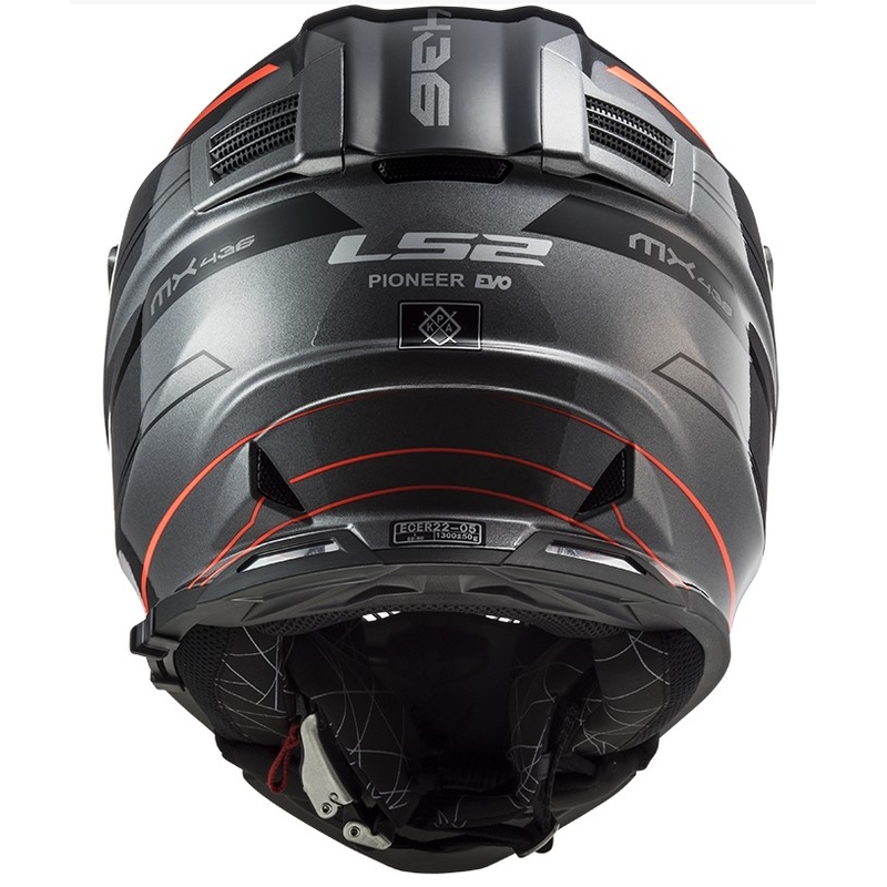 Enduro kask LS2 MX436 Pioneer EVO Knight tytanowo-pomarańczowy