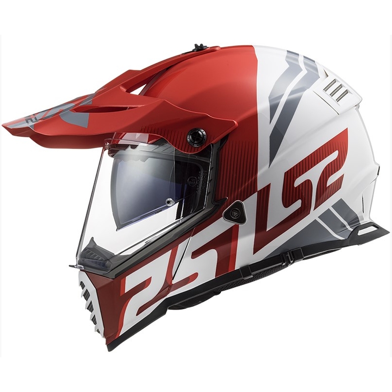 Enduro kask LS2 MX436 Pioneer EVO Evolve biało-szaro-czerwony